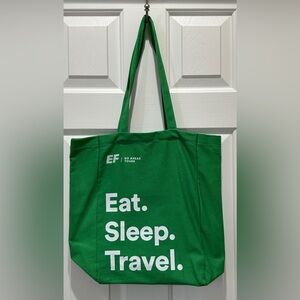 Green Canvas “Eat. Sleep. Travel.” Eco Tote Bag | Go Ahead Tours